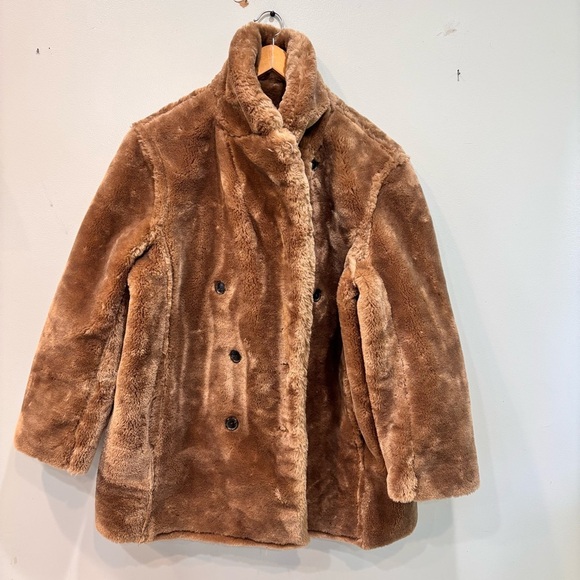 J. Crew Faux Fur Peacoat Brown Women’s Size XL NEW - Picture 1 of 16